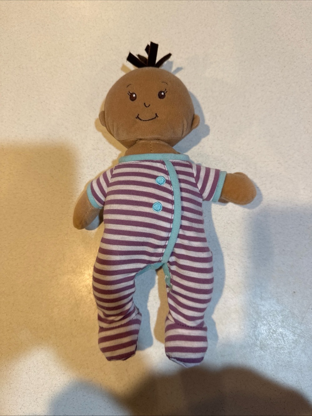 Plush Baby Doll in Purple Stripe Outfit